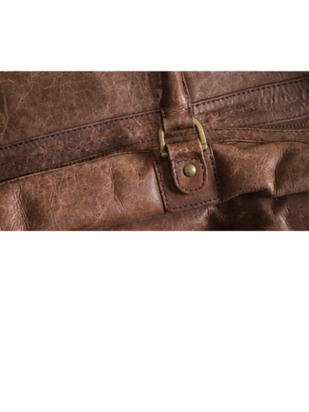 Leather Duffle Bag - Leather Travel Bag w/ Patina, Spacious Weekender - Picture 5 of 7